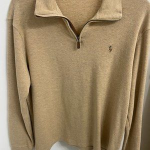 Polo by Ralph Lauren Tan Quarter-Zip Pullover Sweater Size Large